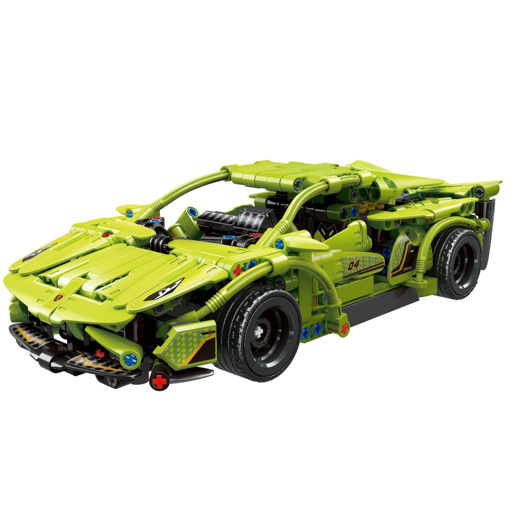 Bộ xếp hình Xe ô tô xanh SpeedCar Block, Xe lắp ráp 91004 - QMAN