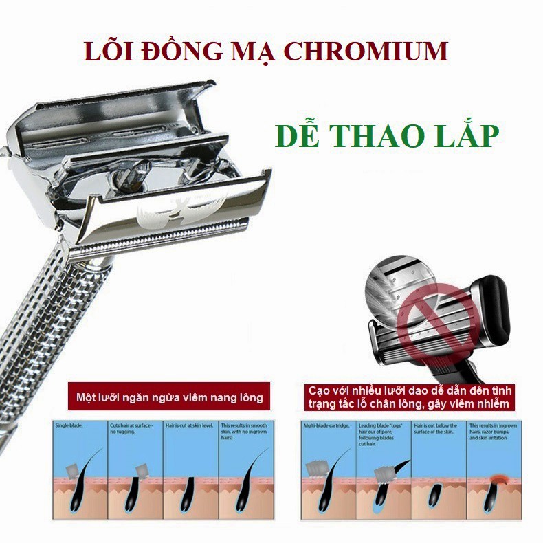 Bàn cạo râu truyền thống - kẹp cánh bướm, cạo râu, cao lông chân vệ sinh thân thể