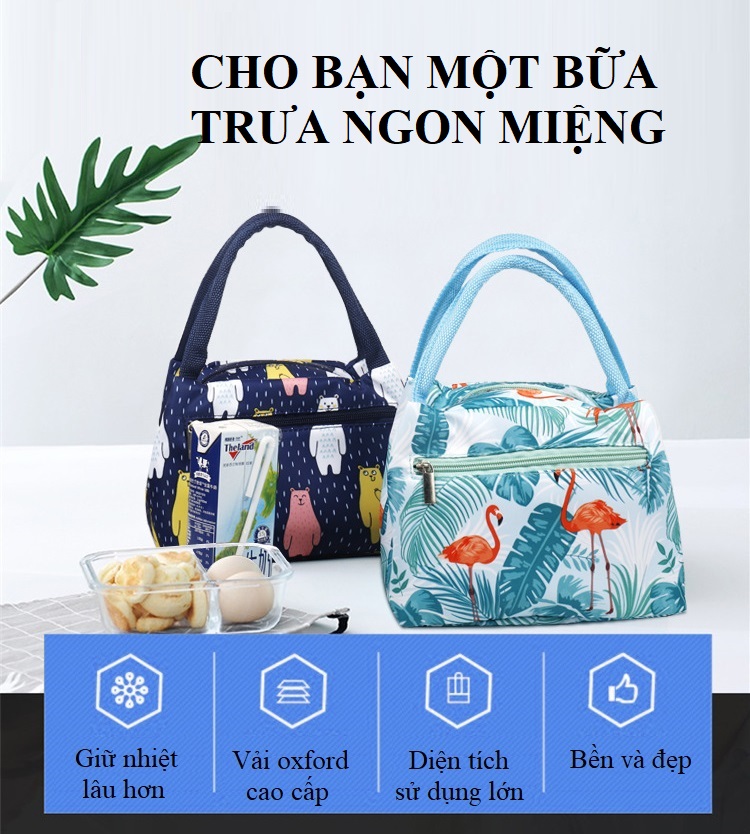 Túi Giữ Nhiệt Đa Năng, Có Lót Bạc, Giữ Nhiệt Tốt Siêu Tiện Lợi Tặng Kèm 2 Nút bảo vệ đầu sạc