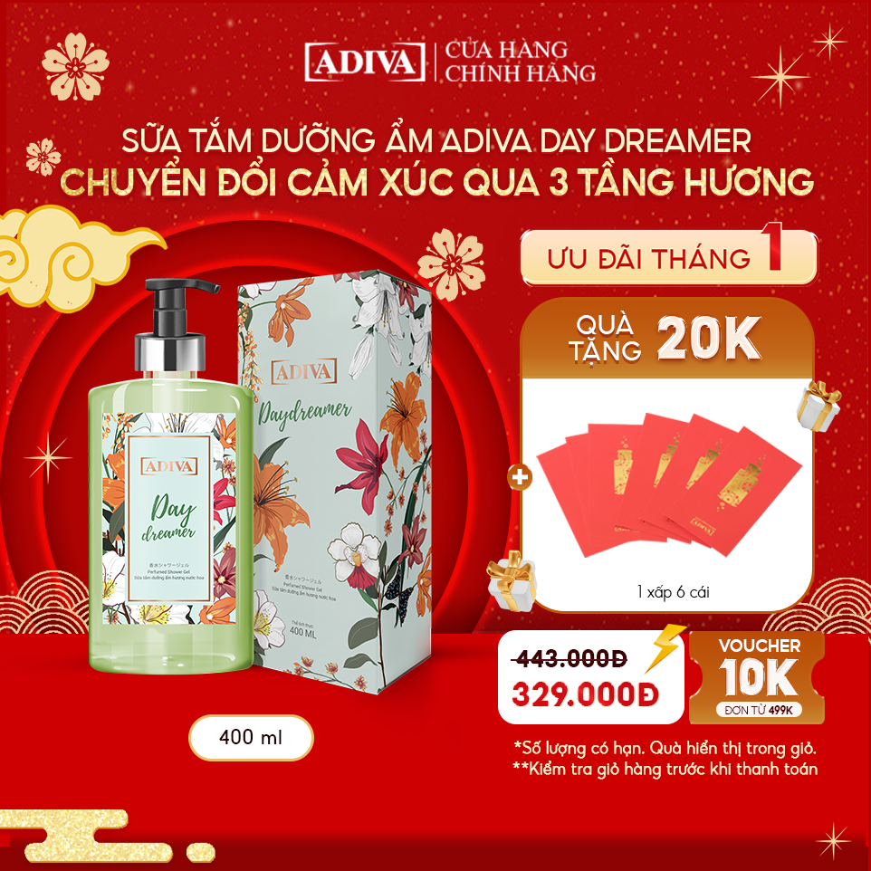 Sữa Tắm Dưỡng Ẩm Hương Nước Hoa ADIVA Day Dreamer 400ml