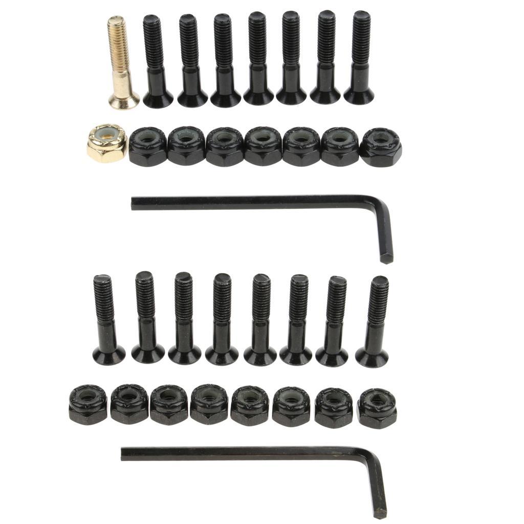 8Pcs Carbon Steel Longboard Skateboard Hardware Bolts with Hex Tool