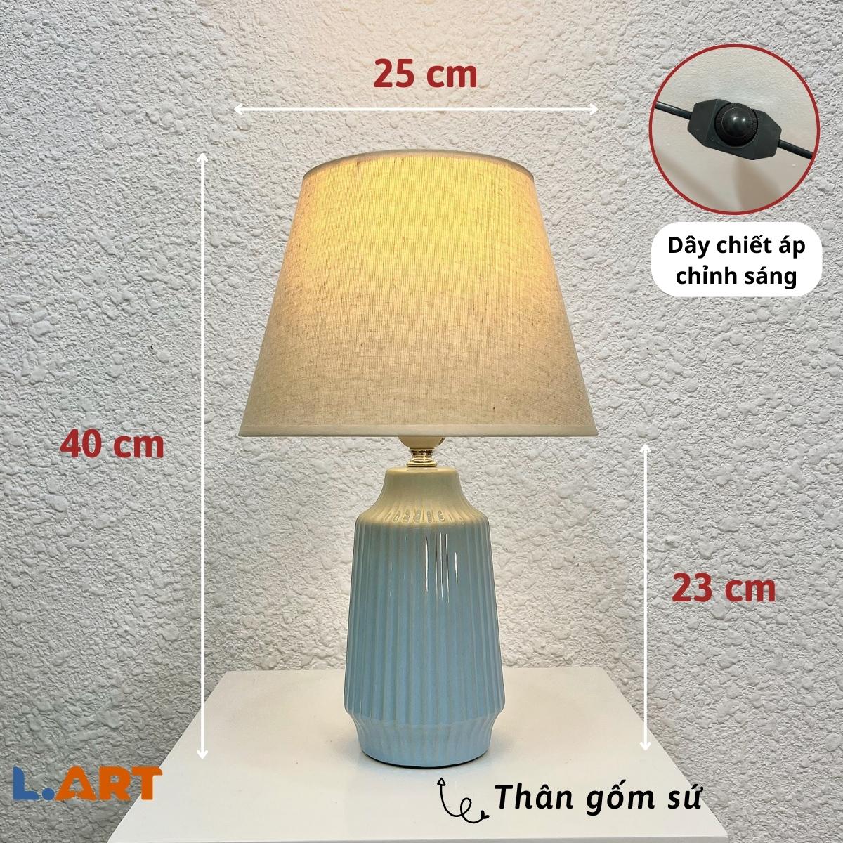 Đèn ngủ đầu giường trang trí màu xanh mint phong cách vintage có nút điều chỉnh sáng DBG020