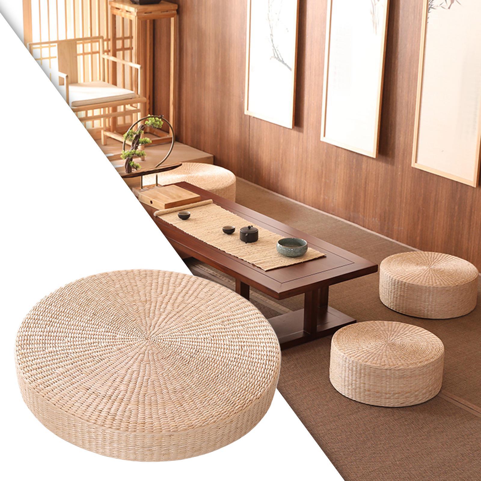 Round Shape Straw Floor Seat Cushion Handmade for Dining Room Home Decor