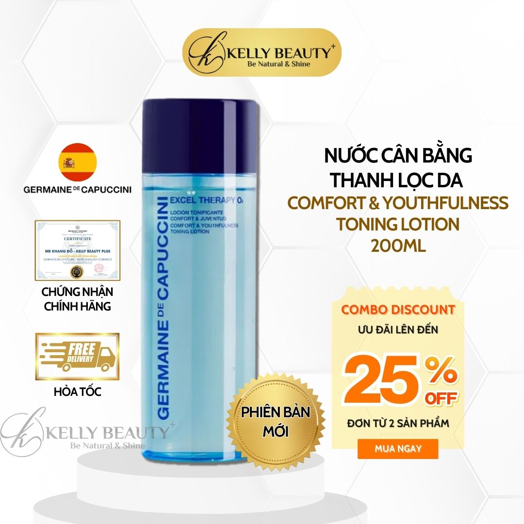 Nước Cân Bằng Thanh Lọc Da Germaine Excel Therapy O2 Comfort &amp; Youthfulness Toning Lotion | Kelly Beauty