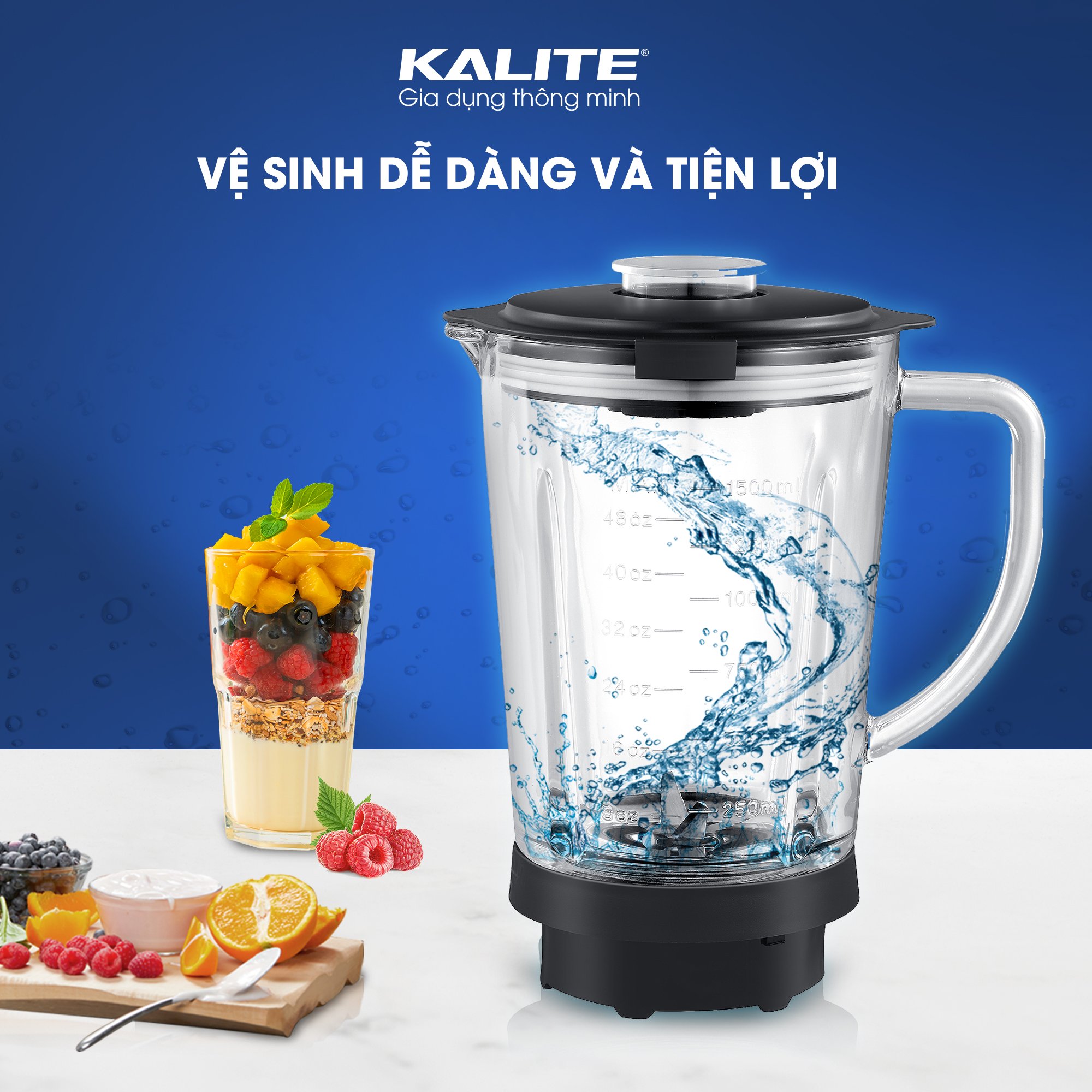 Máy Xay Sinh Tố KALITE KEB4171 Châu Âu Vỏ Hợp Kim Dung Tích 1.5 Lít Công Suất 1000 W - Hàng Chính Hãng