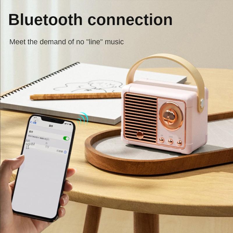 Loa Bluetooth Retro Đĩa U Thẻ TF FM Sáng Tạo Hộp Âm Thanh Mini Di Động USB Mini Ngoài Trời Color: Pink