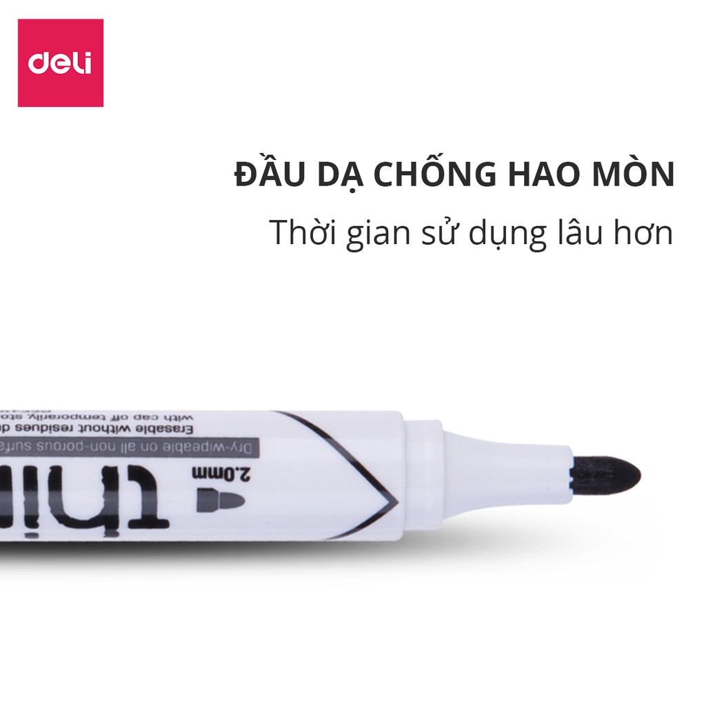 Bộ 10 Bút Lông Bảng Deli - Bút Dạ Bảng To Nhiều Mực Siêu Rẻ Viết Mướt Phù Hợp Học Sinh Văn Phòng Bảng Từ Trắng Cửa Kính - EU00120/ EU00130 / EU00140