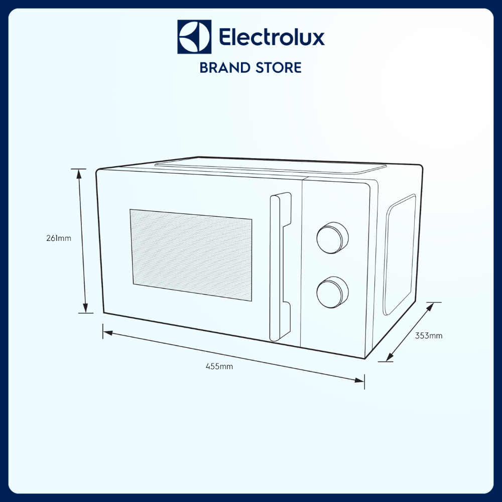 Lò vi sóng để bàn Electrolux 20L - EMM20K22B - 5 chương trình cài sẵn, dễ sử dụng - Bảo hành 2 năm toàn quốc [Hàng Chính Hãng]