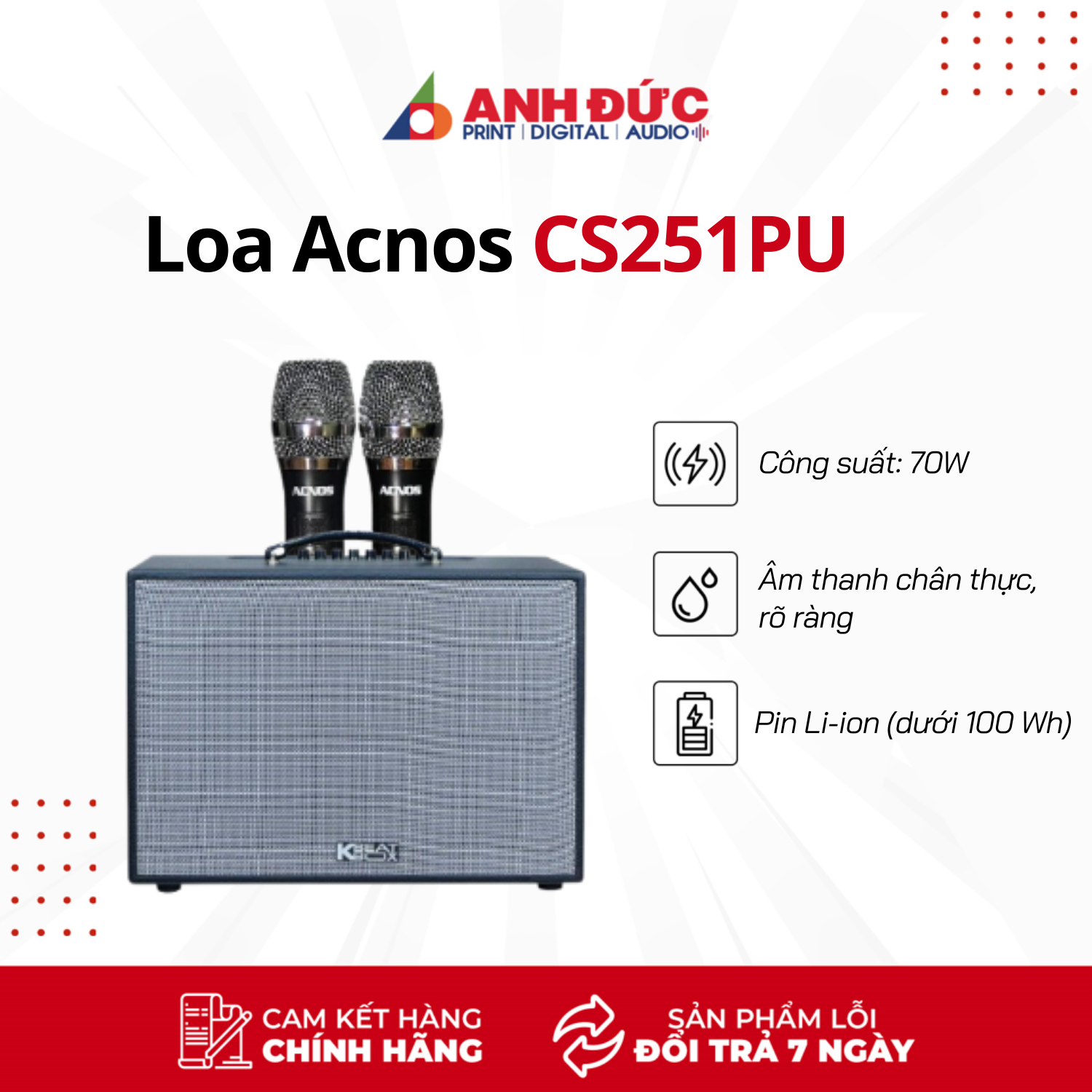Loa Karaoke Acnos CS251PU (Kèm 2 Micro Không Dây) - Hàng Chính Hãng