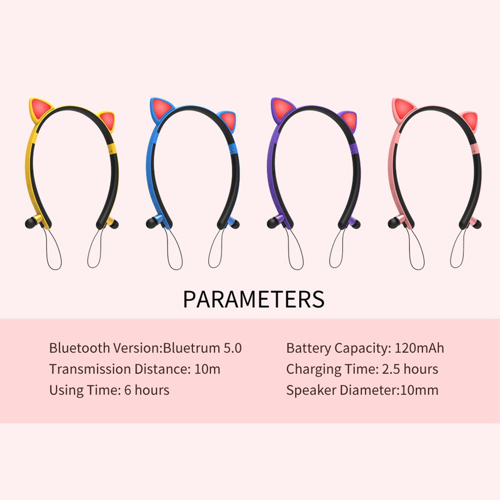 Bluetooth Headset Stereo Headphones Earpiece Speaker Pink