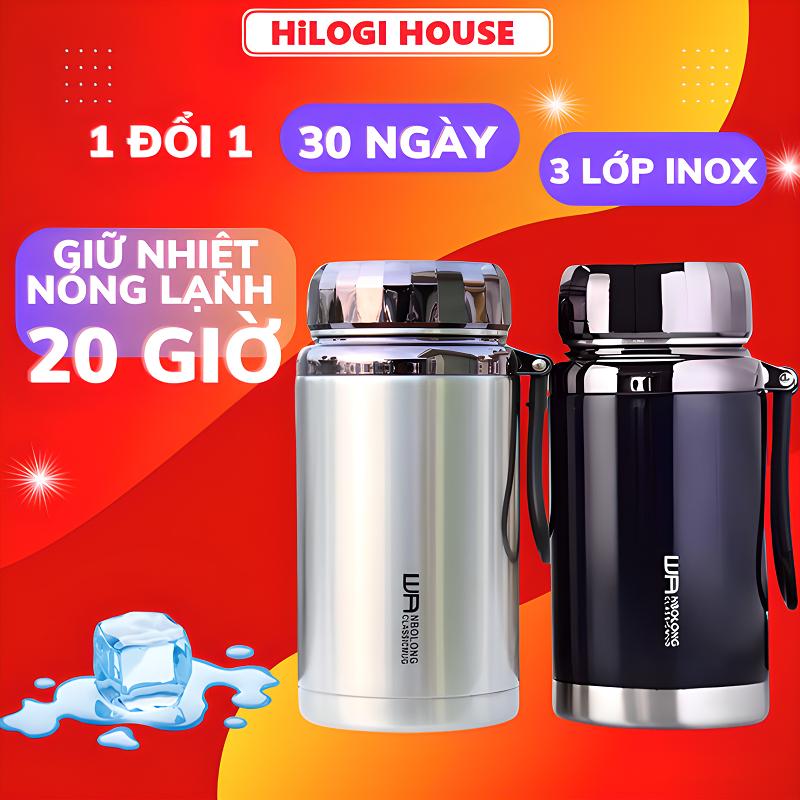 Bình giữ nhiệt 1500ml Hilogi giữ lạnh hơn 24 giờ, bình giữ nóng hơn 12 giờ, có khay lọc và dây treo , 1 đổi 1 30 ngày