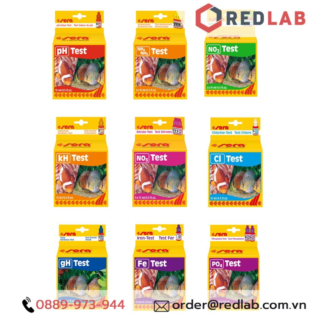 Bộ test nhanh Sera đo 9 chỉ tiêu kH, pH, NO2, NO3, PO4, Fe, NH3 / NH4, Cl, gH trong nước ao, hồ, nuôi cá