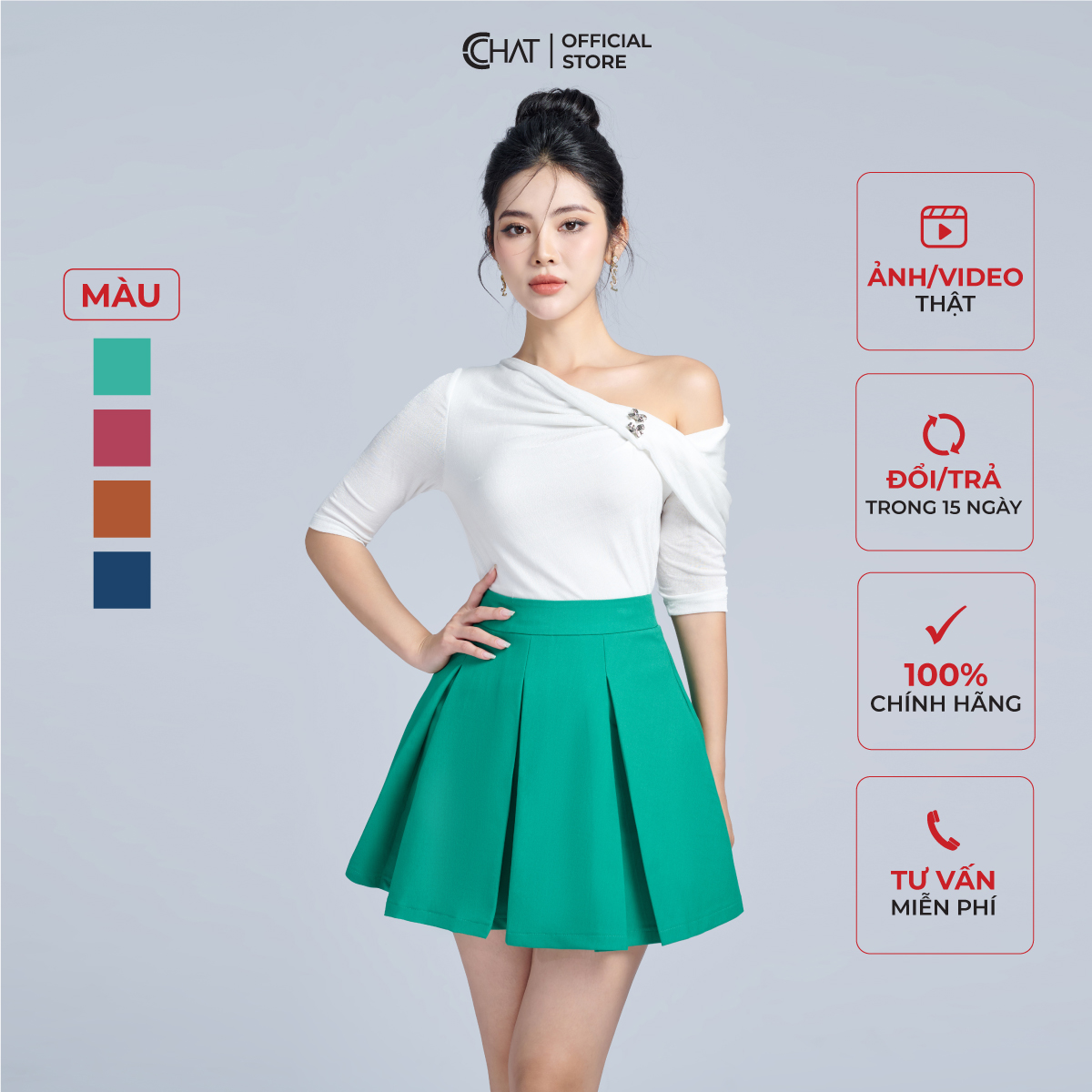 Chân Váy  Xếp Ly Dáng Chữ A Cao Cấp Phong Cách Trẻ Trung 12CNS2002YT