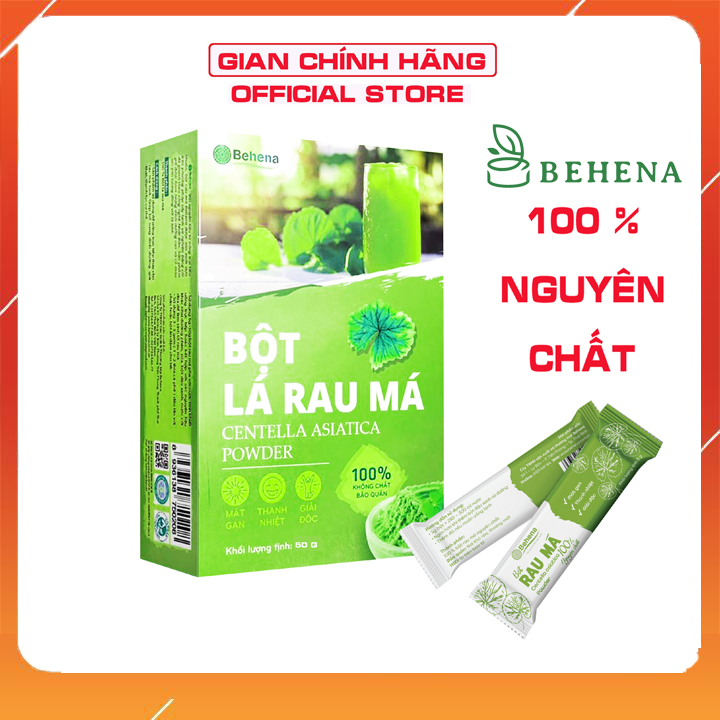 Bột rau má Behena nguyên chất 50gr - Thanh nhiệt giải độc, hỗ trợ tiêu hoá - Vị thanh Không Chát - Siêu Mịn