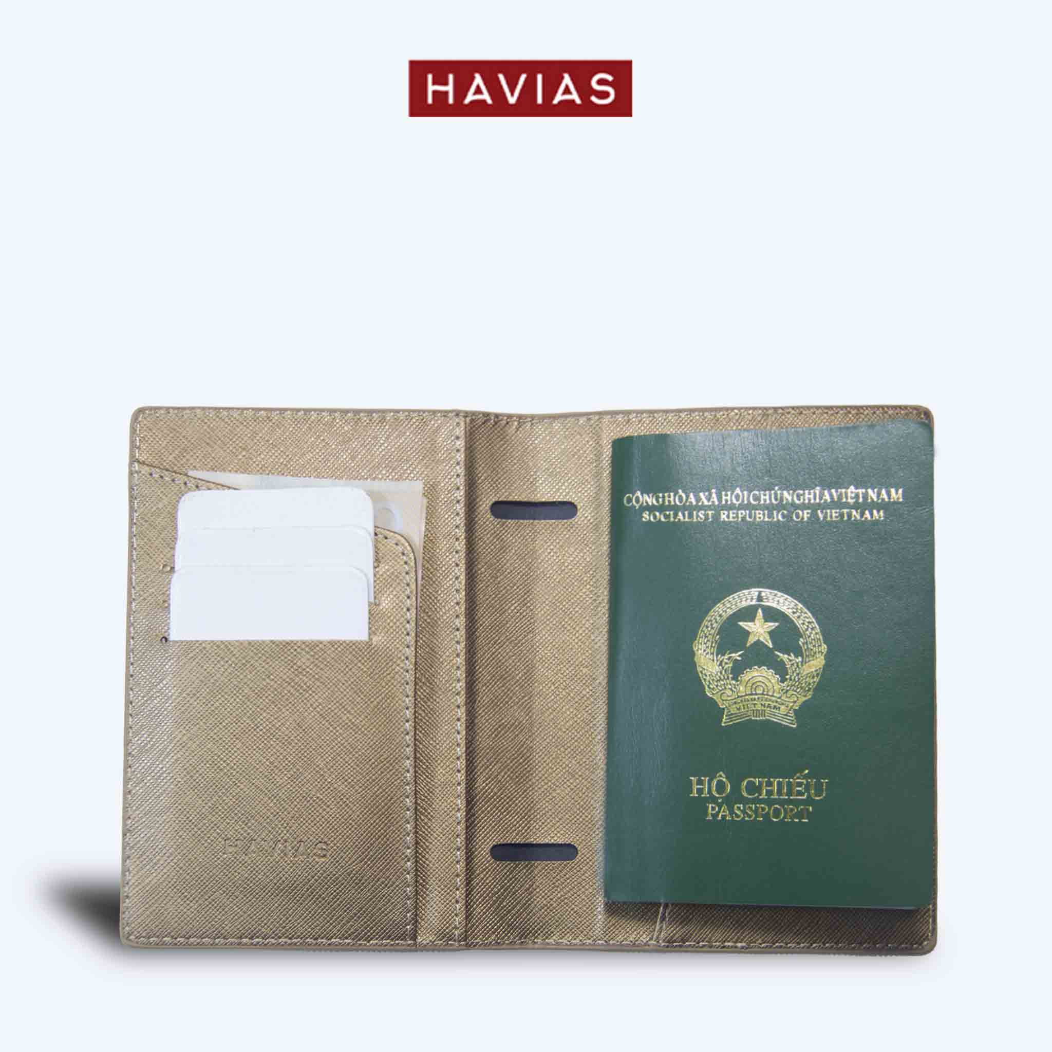 Bao Da Passport VIA HAVIAS Da Saffiano chống trầy chống nước