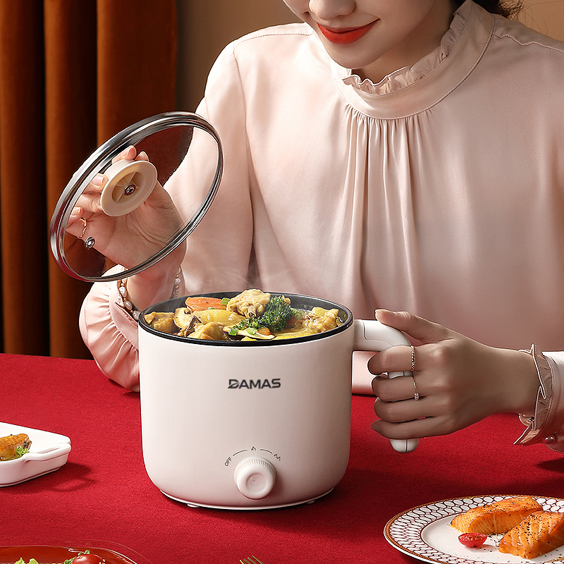 Nồi Lẩu Điện Mini 2 Mức Nhiệt - Ca Nấu Mì Điện Đa Năng DAMAS DK-8012 - Hàng Chính Hãng