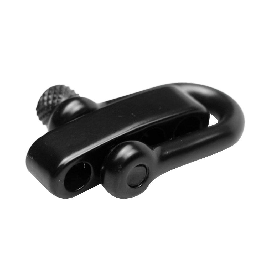 6xU Flat Adjustable Shackle Buckle Clasp for Survival Paracord Bracelet Black