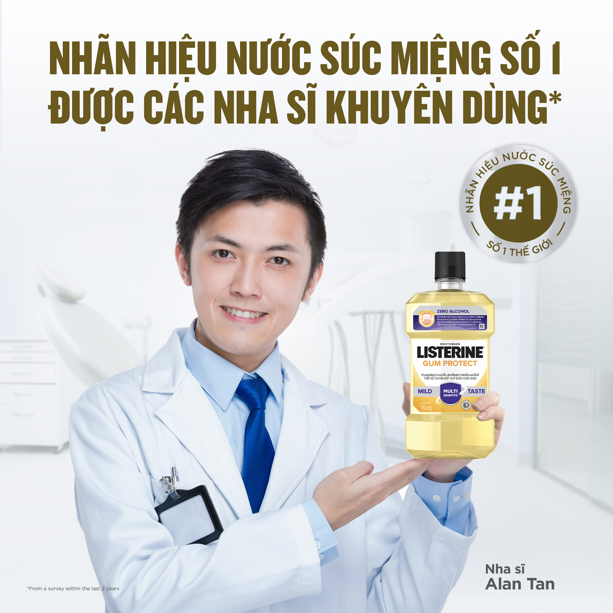 Nước Súc Miệng Giúp Nướu Chắc Khỏe Listerine Gum Protect Zero Alcohol - Dung Tich 250ml -750ml