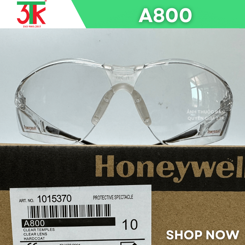 Kính bảo hộ lao động Honeywell A800 chống đọng sương, chống trầy xước, chống tia UV, chống lóa