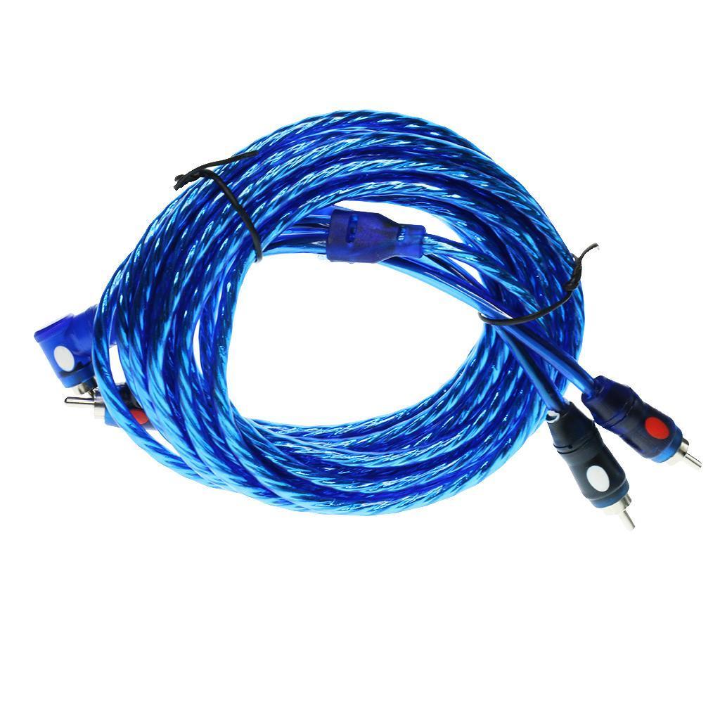 4.5m 2  MALE TO 2RCA MALE CAR STEREO AUDIO POWER CABLE WIRE BLUE