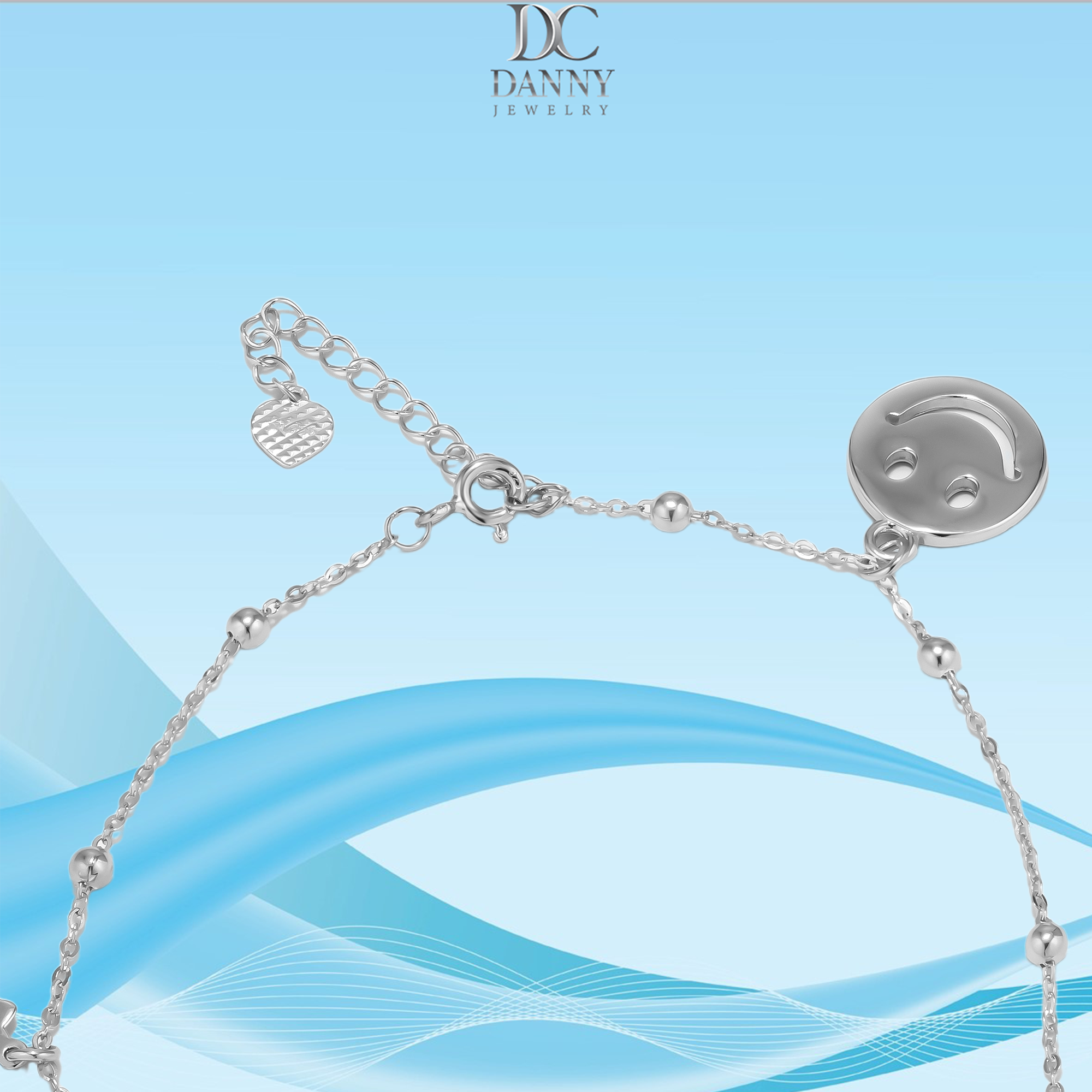 Lắc Chân Danny Jewelry Bạc 925 Xi Rhodium Hoạ Tiết Hình Mặt Cười LACY427