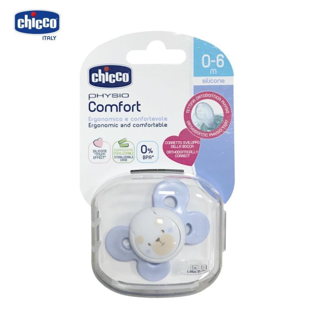 Ty ngậm silicon Chicco Physio Comfort kèm hộp 0-6M