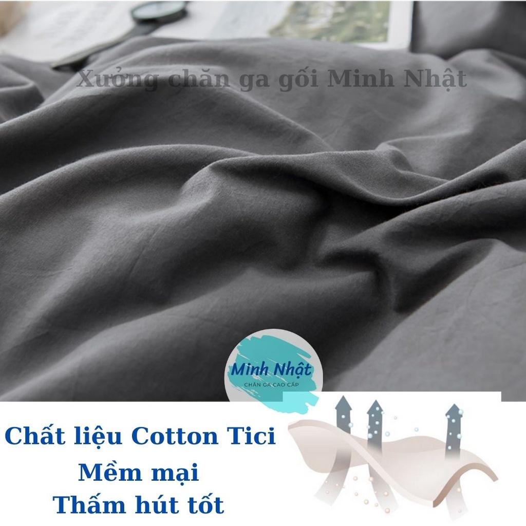 Ga giường Cotton Tici Xám đậm cao cấp - Bo chun drap đủ kích thước