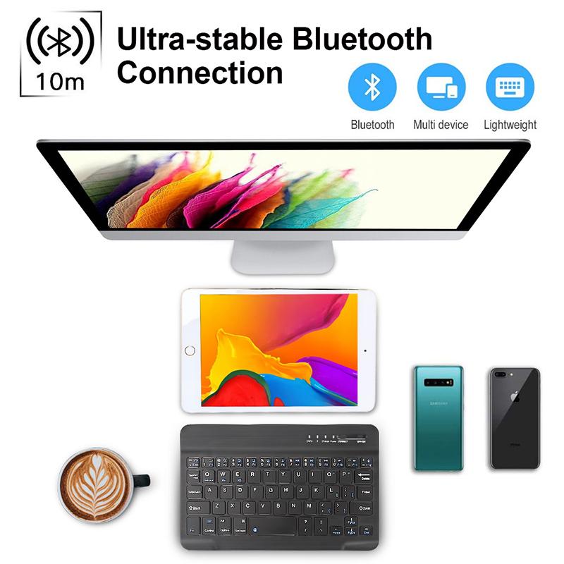 Bàn Phím Bluetooth Mini Và Chuột Không Dây Bàn Phím Chuột Combo Nga Cao Su Keycaps Sạc Chuột Cho Ipad Laptop