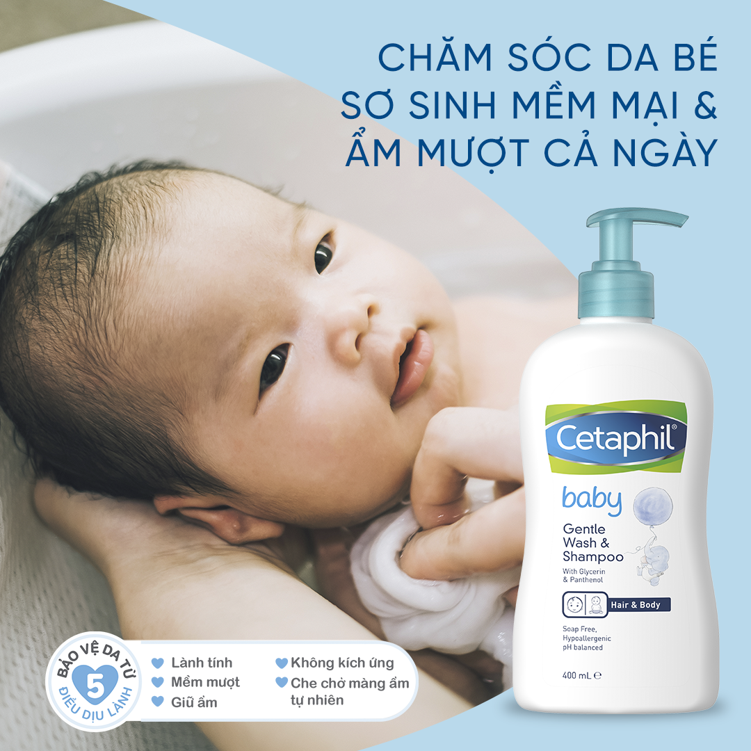 Combo Sữa tắm gội dịu lành Cetaphil Baby Gentle Wash & Shampoo 400ml + Sữa dưỡng thể dịu lành Cetaphil Baby Lotion 400ml