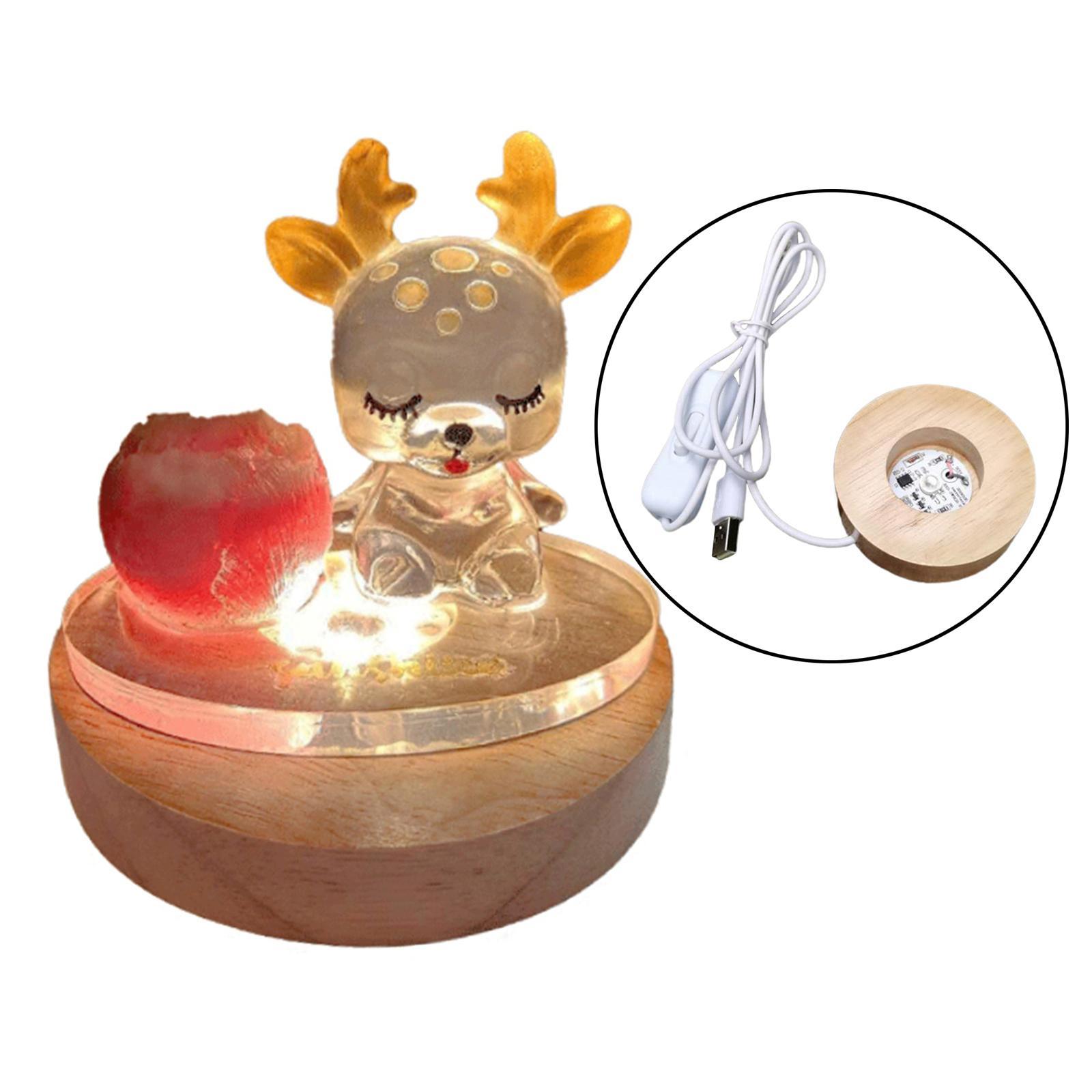 Set of 2 LED Night Light Base Acrylic Display Holder Lamp for Crystals Lights