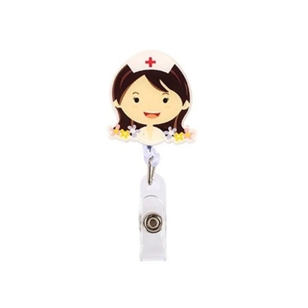 Dây Đeo Thẻ Tên Dễ Thương Đeo Biển Tên Bác Sĩ, Điều Dưỡng, Y Tá, Gắn Túi Áo Có Dây Kéo Dài, Tiện Dụng. Takyhome 5950 - Y Tá Có Hoa