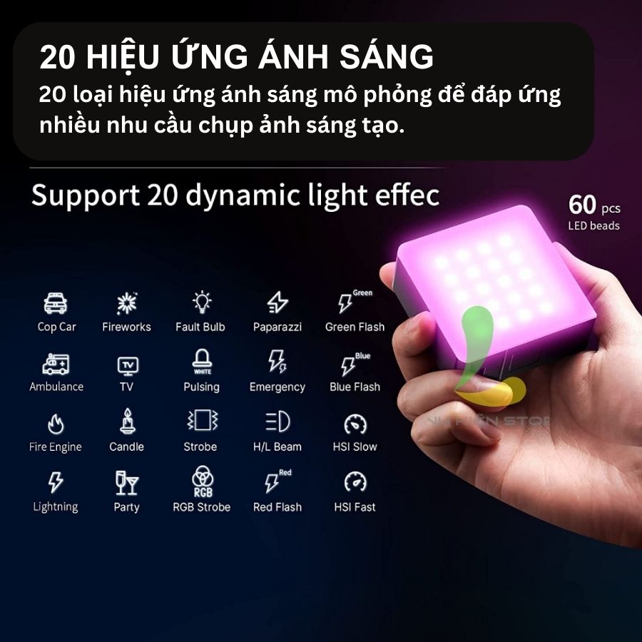 Đèn hỗ trợ quay phim chụp ảnh ULANZI VL49 RGB PRO - Đèn Led đổi màu RGB Tích Hợp pin sạc 2500mAh - Hàng nhập khẩu