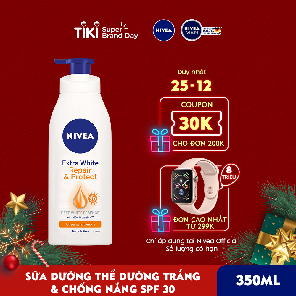 Sữa Dưỡng Thể Dưỡng Trắng NIVEA Giúp Phục Hồi & Chống Nắng SPF 30 (350ml) - 88311