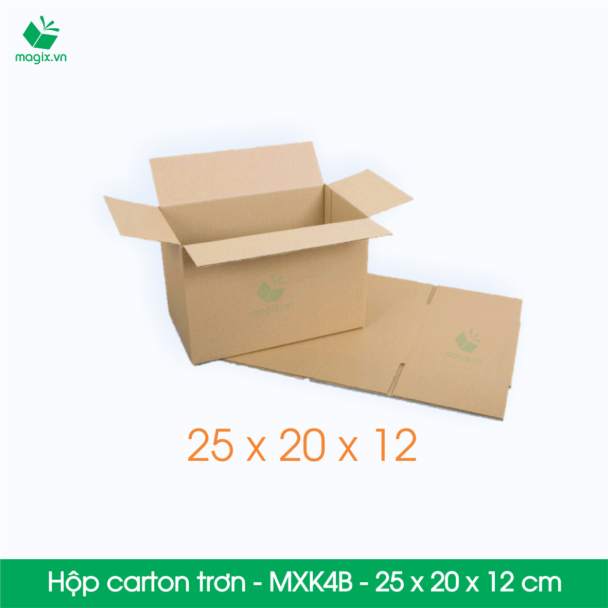 MXK4B - 25x20x12 cm - 20 Thùng hộp carton trơn đóng hàng