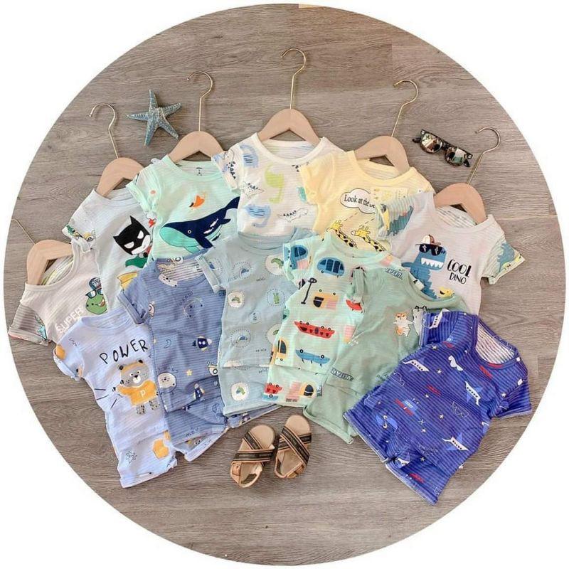 Combo 3 Bộ cotton sợi tre bé trai, bé gái sz 7-15kg hàng QC mềm mát