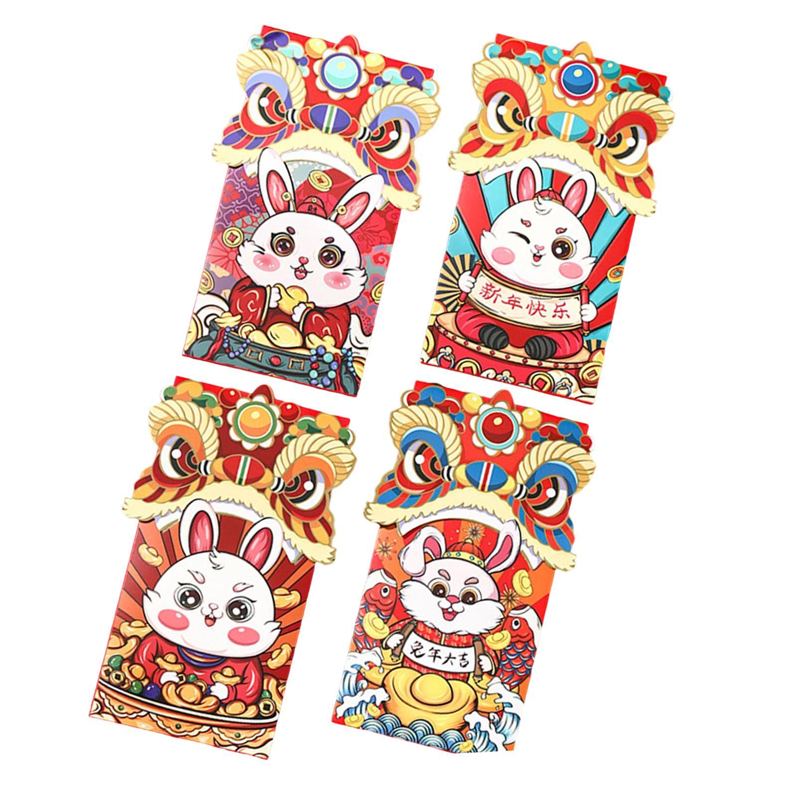 8 Chinese Red Envelopes with Red Pockets for Party, Wedding Gift