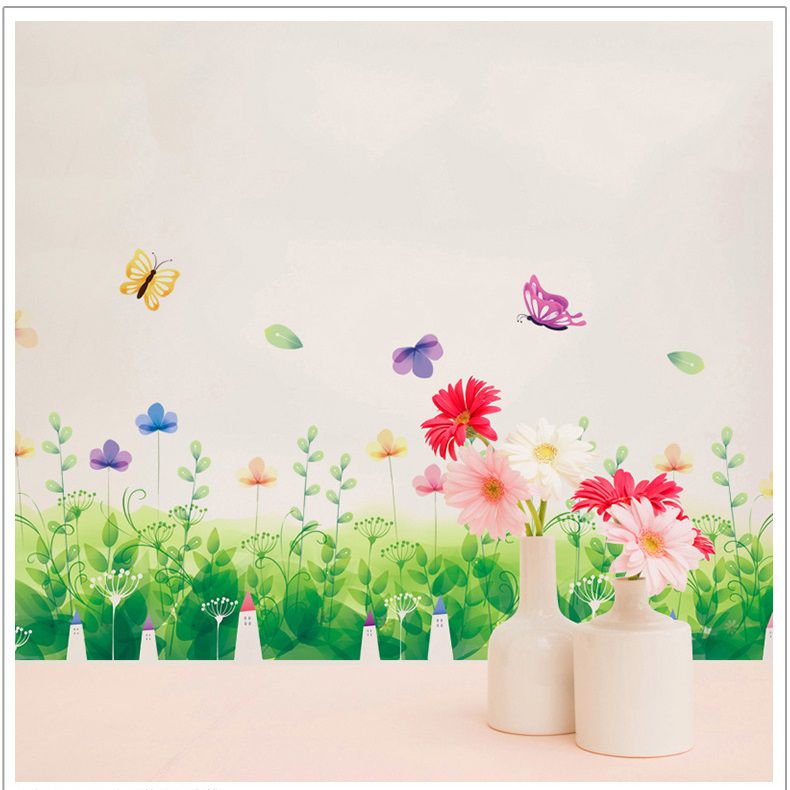 Decal chân tường Hoa cỏ xanh 2 AmyShop DCT030 - 2 bộ