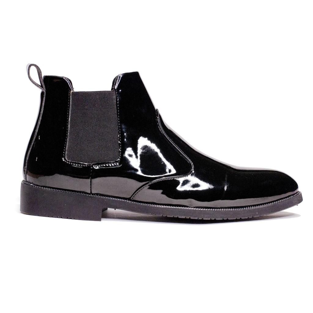 Giày Boot Nam Cổ Chun Da Bóng Màu Đen Sang Trọng Và Phong Cách - CB520-BONGCHUN-BONGDEN