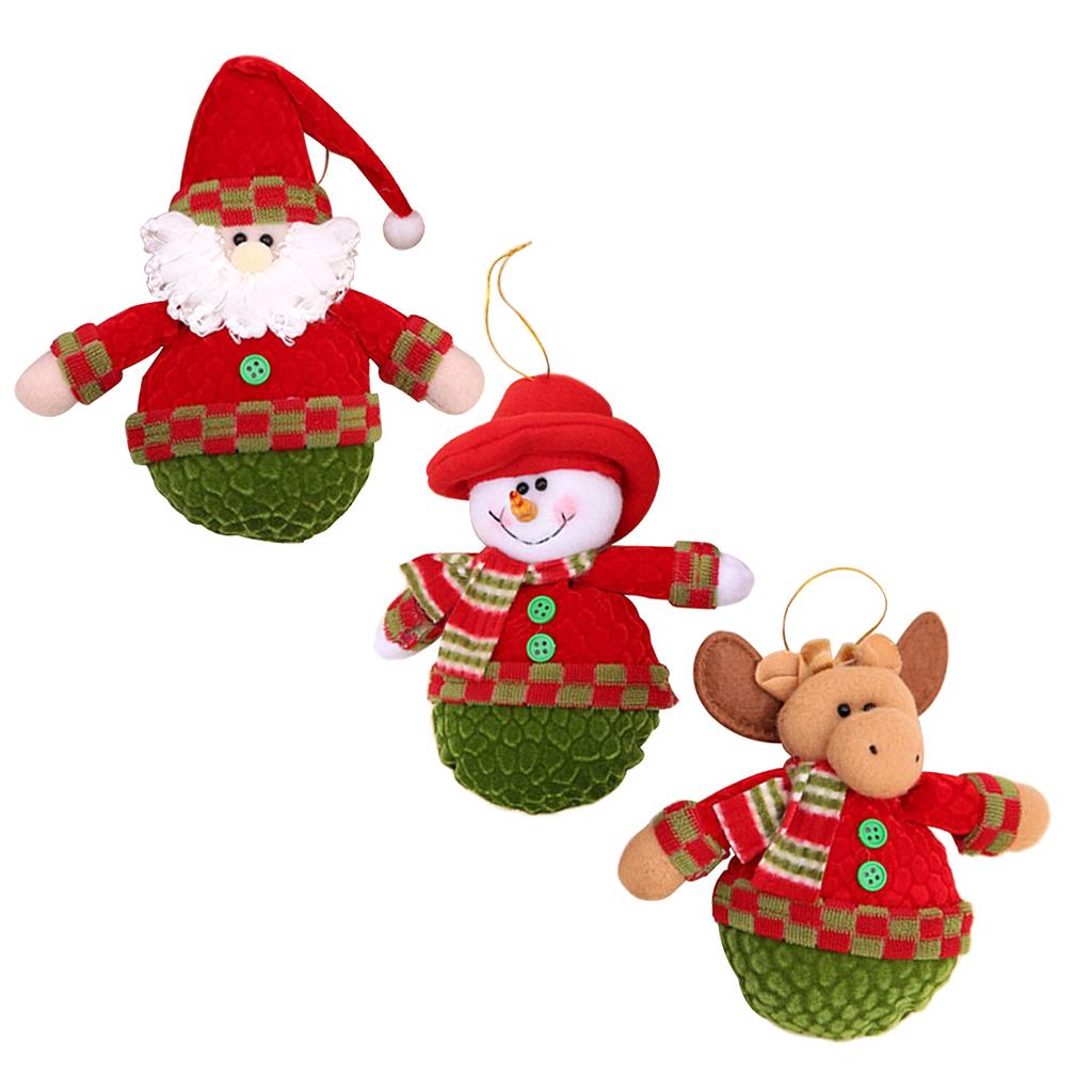 Christmas Santa Snowman Elk Plush Doll Christmas Tree Hanging Decoration A