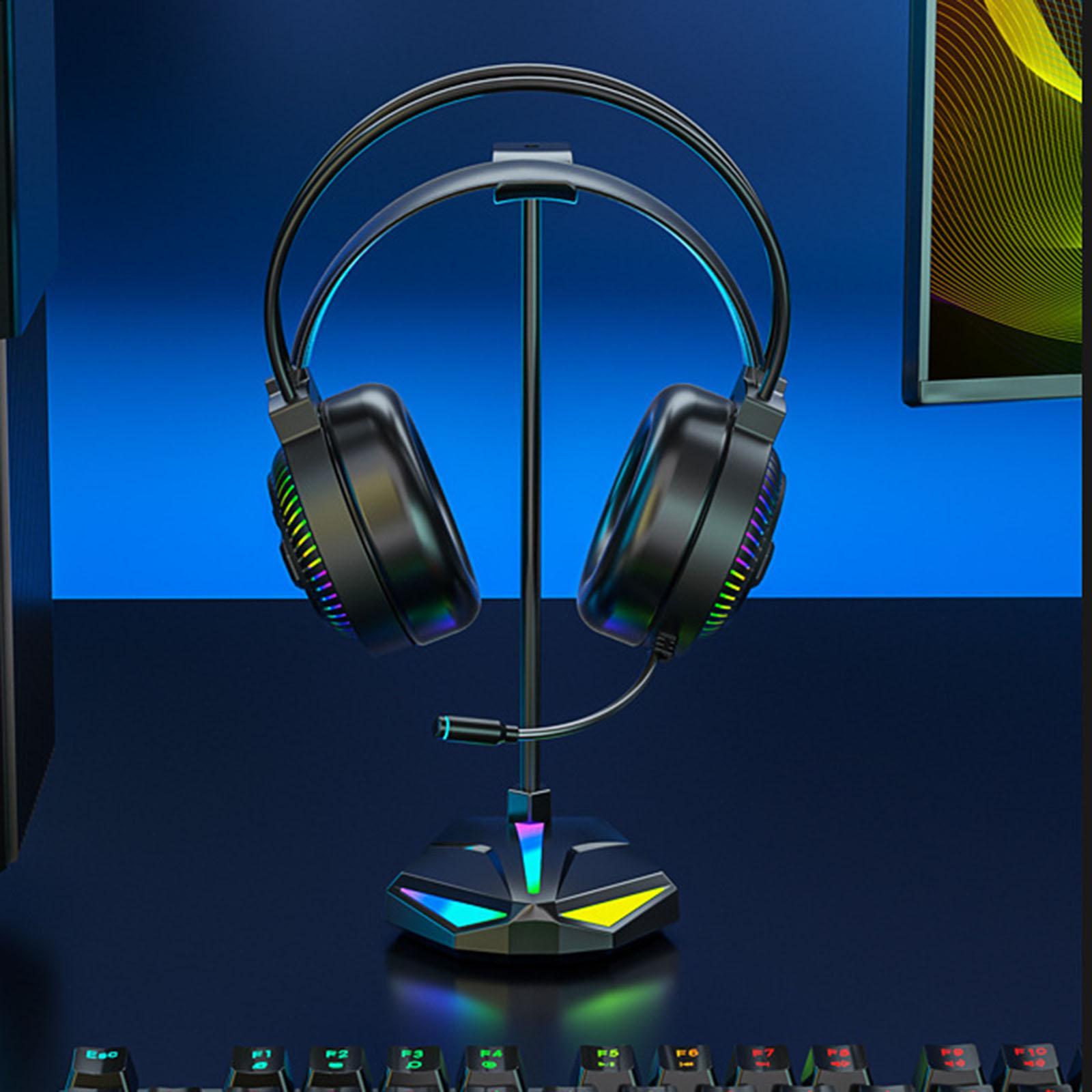 Gaming Headphone Wired 7-LED with Microphone for Computer Black USB