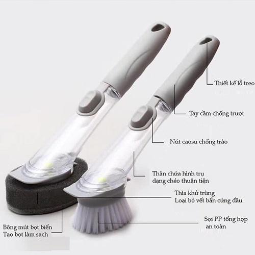 CHỔI CỌ RỬA BÁT 4 IN 1 - RỬA CHÉN BÁT, CỌ RỬA XOONG NỒI, LAU BÀN BẾP- KEM ĐẦU MÚT