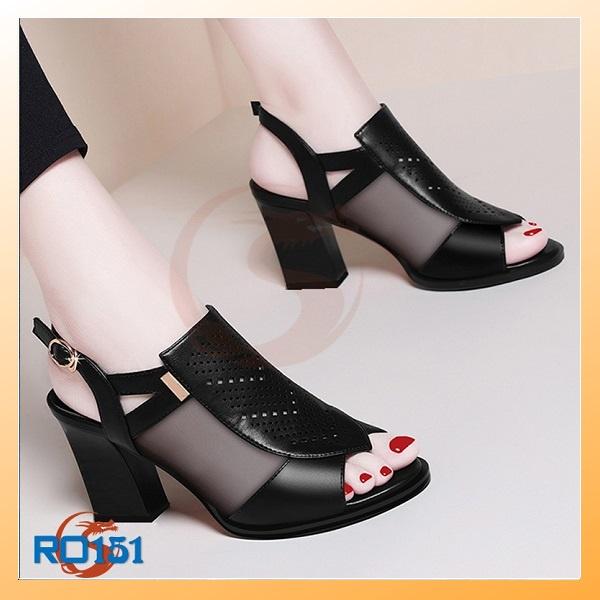 Giày sandal nữ cao gót đế cao 7 phân hàng hiệu rosata màu đen ro151 - HÀNG VIỆT NAM CHẤT LƯỢNG QUỐC TẾ