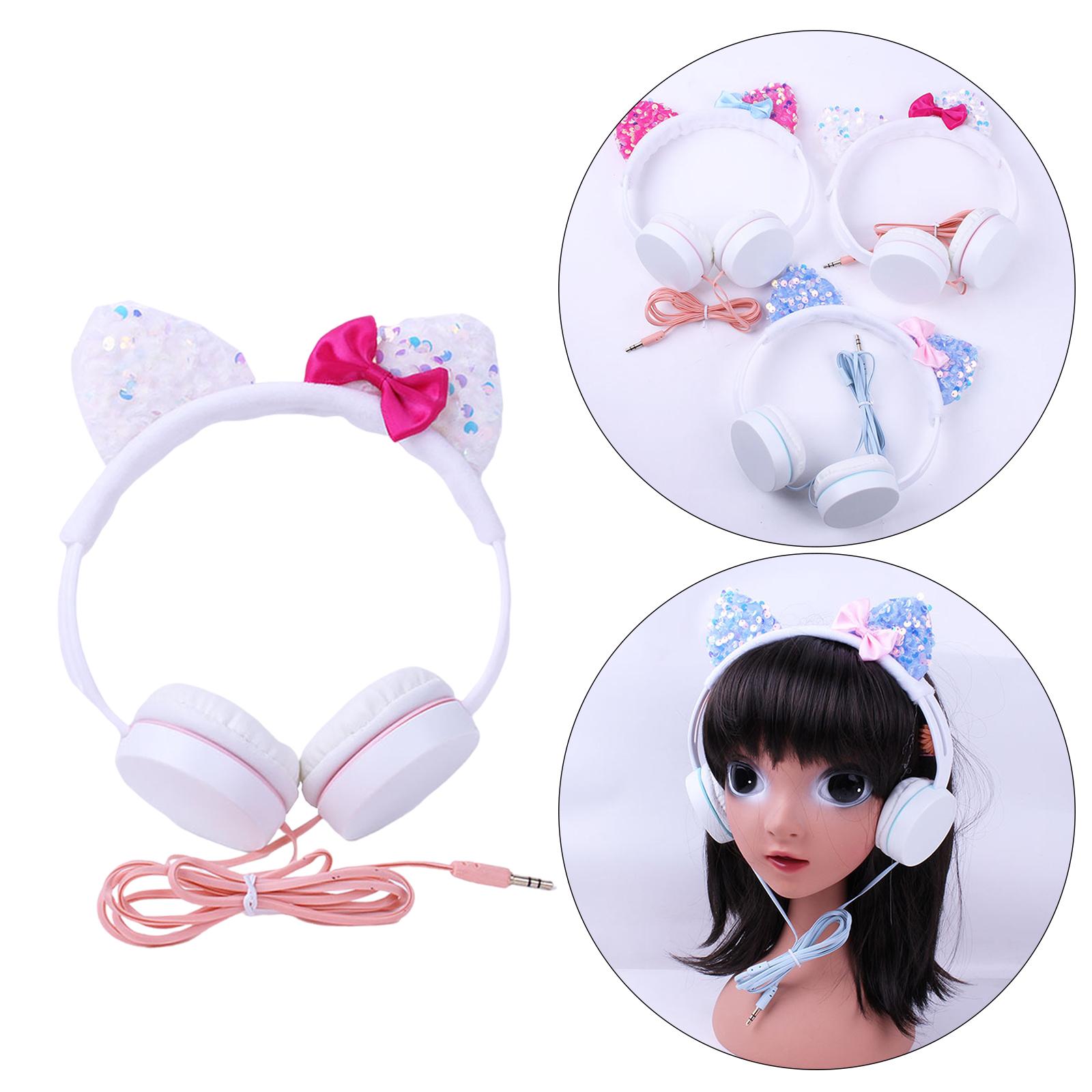 Cat Ear Headphone for Kids, Over Ear Headset Plush Earphones