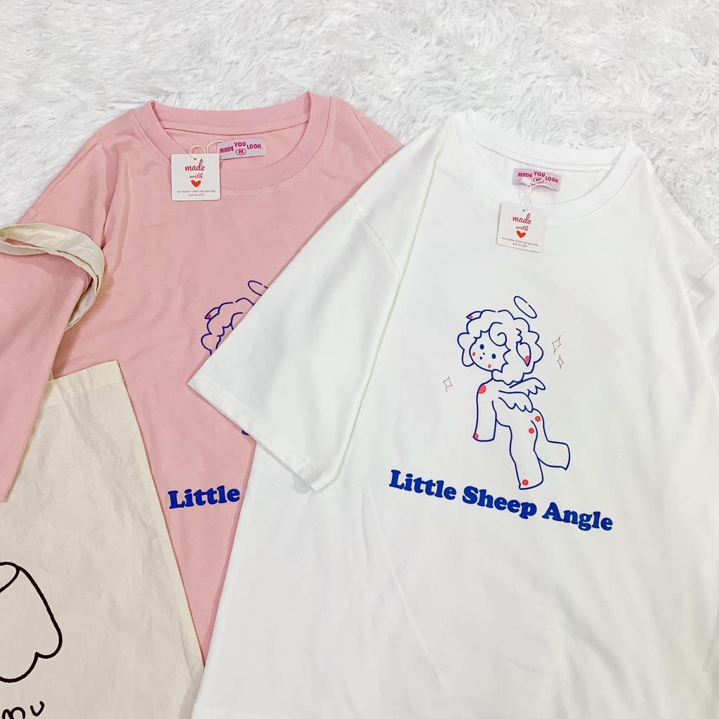 Áo thun tay lỡ  Litte Sheep Angel  phông Unisex nam nữ tee oversize form rộng pull Ulzzang Streetwear Hàn Quốc vải mềm