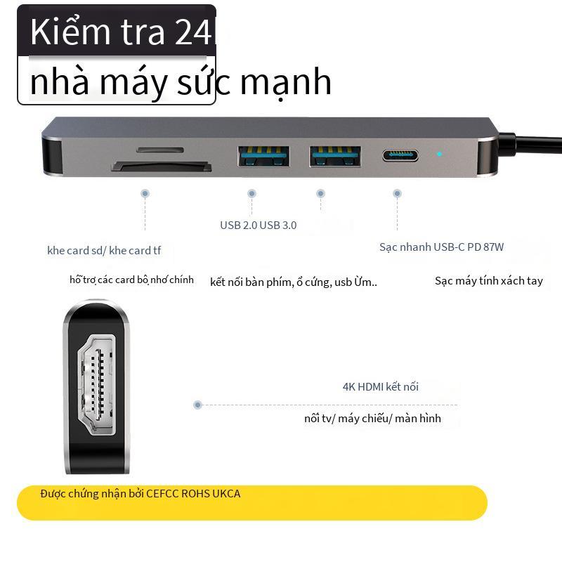 Đế cắm mở rộng bộ chuyển đổi trung tâm loại c tùy chỉnh thuận lợi nhất Đế cắm máy tính xách tay 4K HD USB TYPE C sáu trong một