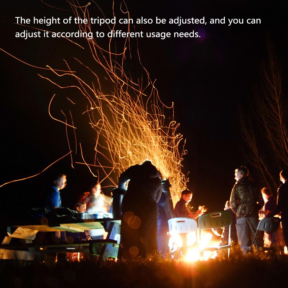 Outdoor Fire Pit Tripod Portable Length Adjustable for Campfire Camping Cooking Outdoor Cooking Equipment