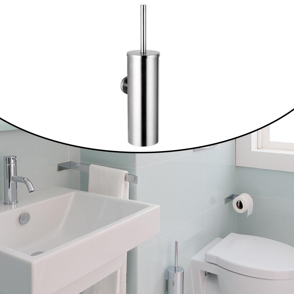 Wall Mounted Toilet Brush Detachable Brush Head for Bathroom black matte