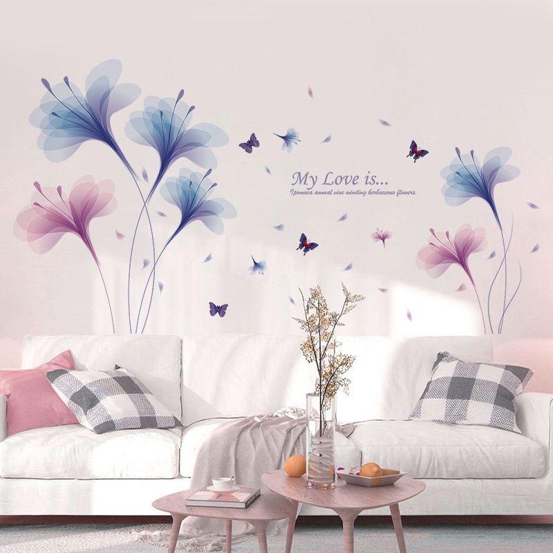 Decal dán tường pha lê tím