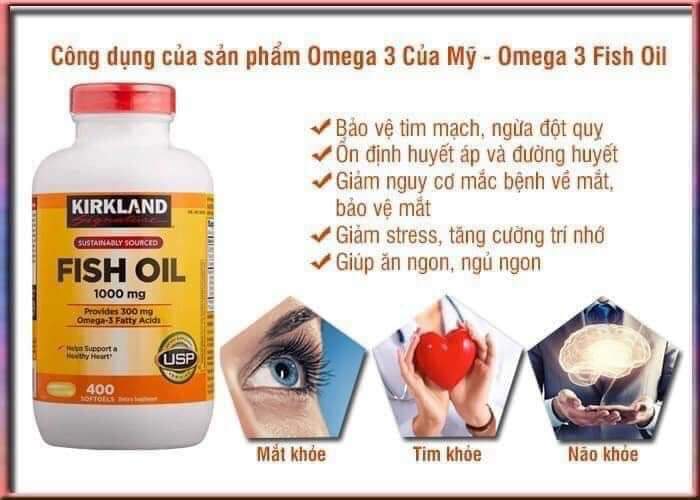 Hình ảnh Omega 3 Mỹ Kirkland Signature Fish Oil 1000mg Hỗ trợ sức khỏe não bộ, hệ thần kinh, Tim mạch, Khớp, Bổ mắt, Làm đẹp da và Tăng sức khỏe tổng thể
