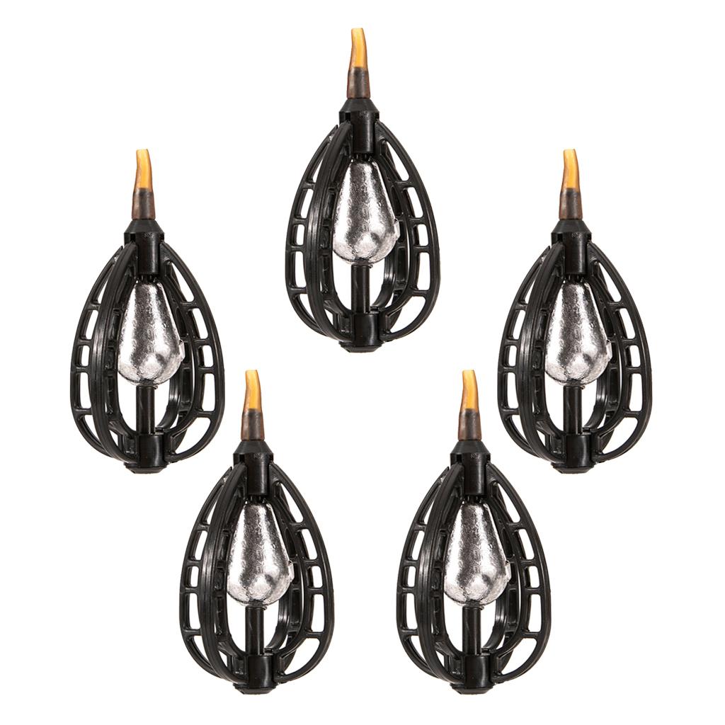 5PCS ABS Fishing Bait Cage Lure Cage Bait Fishing Basket Feeder Holder